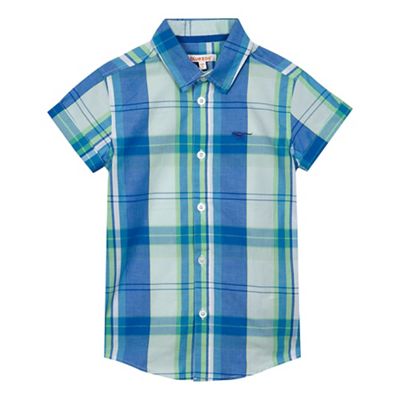 Boys' blue and green checked shirt